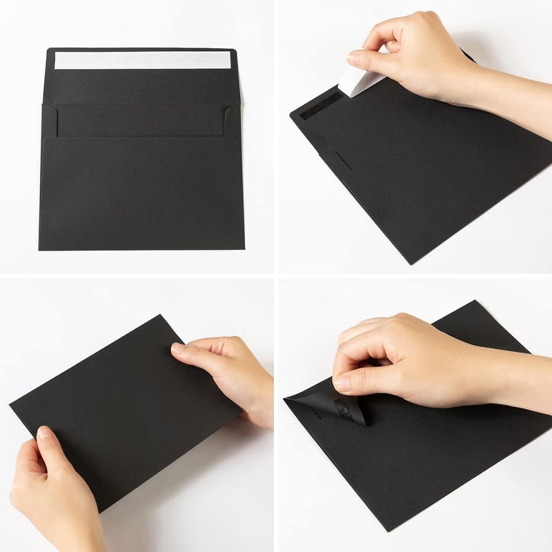 Wishop 100 Pack Colorful #10 Business Envelopes Self Seal Standard Envelopes for Office Checks, Business, Letter Mailing Invoices, 4.13 x 9.49 Inches (Black) - Image 3